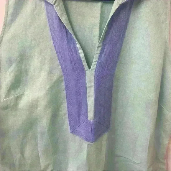 Sail To Sable Linen Tunic Dress Classic in Aqua size XL - Picture 4 of 11